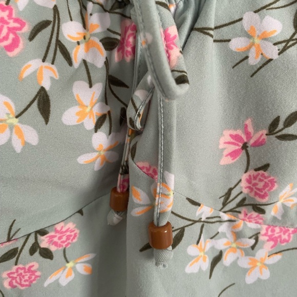 No Boundaries Sage Green Floral dress with Pink & Cream Accents - Picture 3 of 5